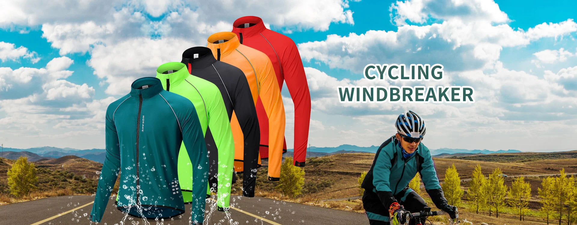 WOSAWE Men’s Ultralight Windproof Cycling Jacket – Reflective & Long Sleeve